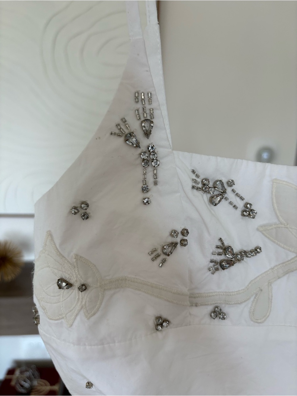 ZARA -White Embellished Floral Camisole Tank Top size M - Picture 2 of 8